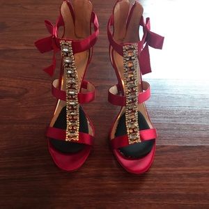 Badgley Mischka Red Satin Heels